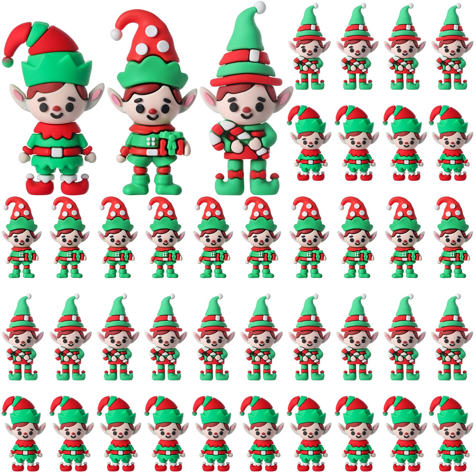 Chunful 30 Pcs Christmas Mini Elf Figures Tiny Elves Decorations, Smooth | Hide 