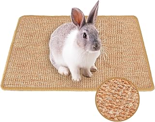 Mooydee Rabbit Scratching Pad, 16 x 12 Inch Natural Sisal Bunny Scratch Mat Scratcher Mats Claws and Teeth Care for Biting Sleeping Nesting Small Animal Bedding Chew Toys Bed Play Toy (Brown, 1Pc)
