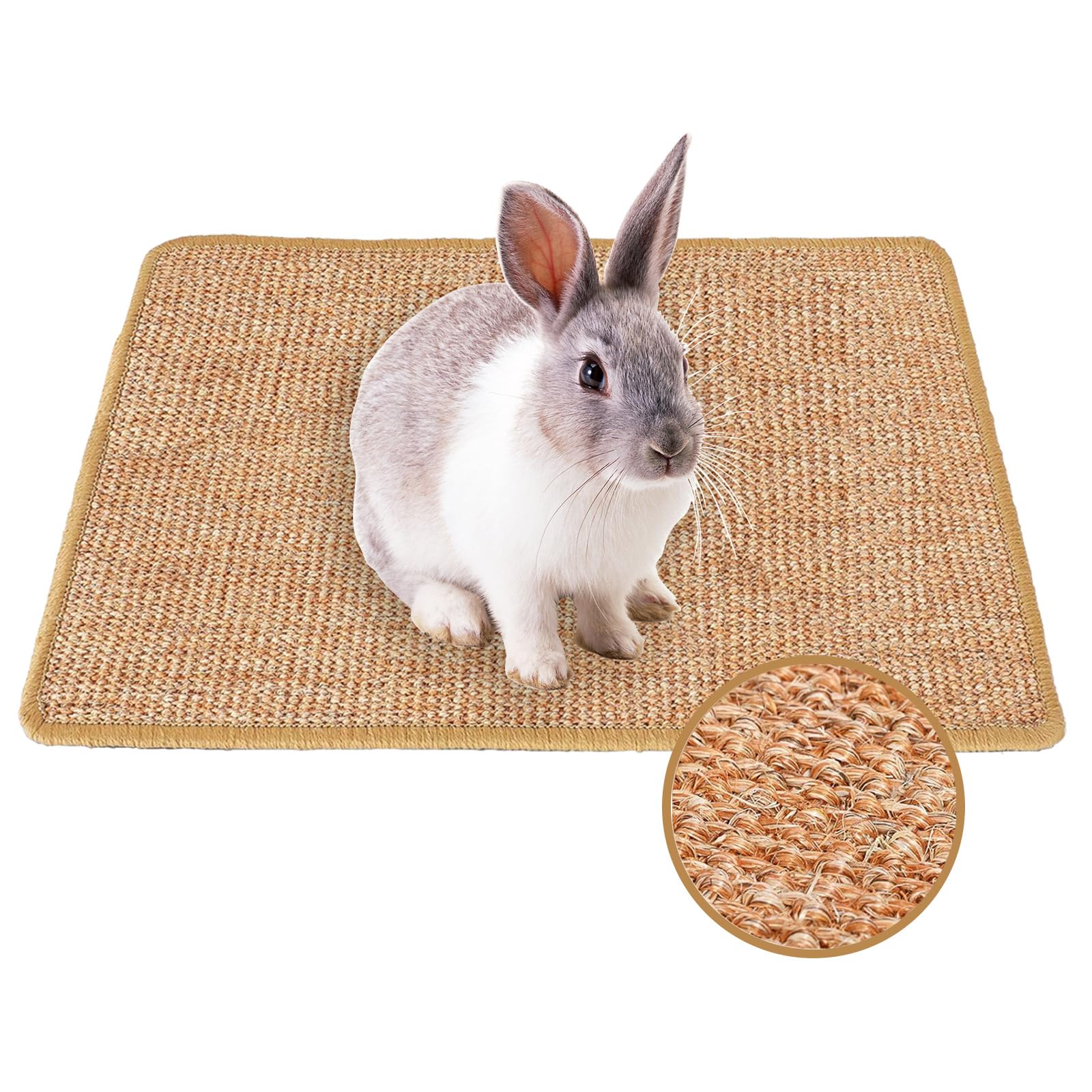 Mooydee Rabbit Scratching Pad, 16 x 12 Inch Natural Sisal Bunny Scratch Mat Scra