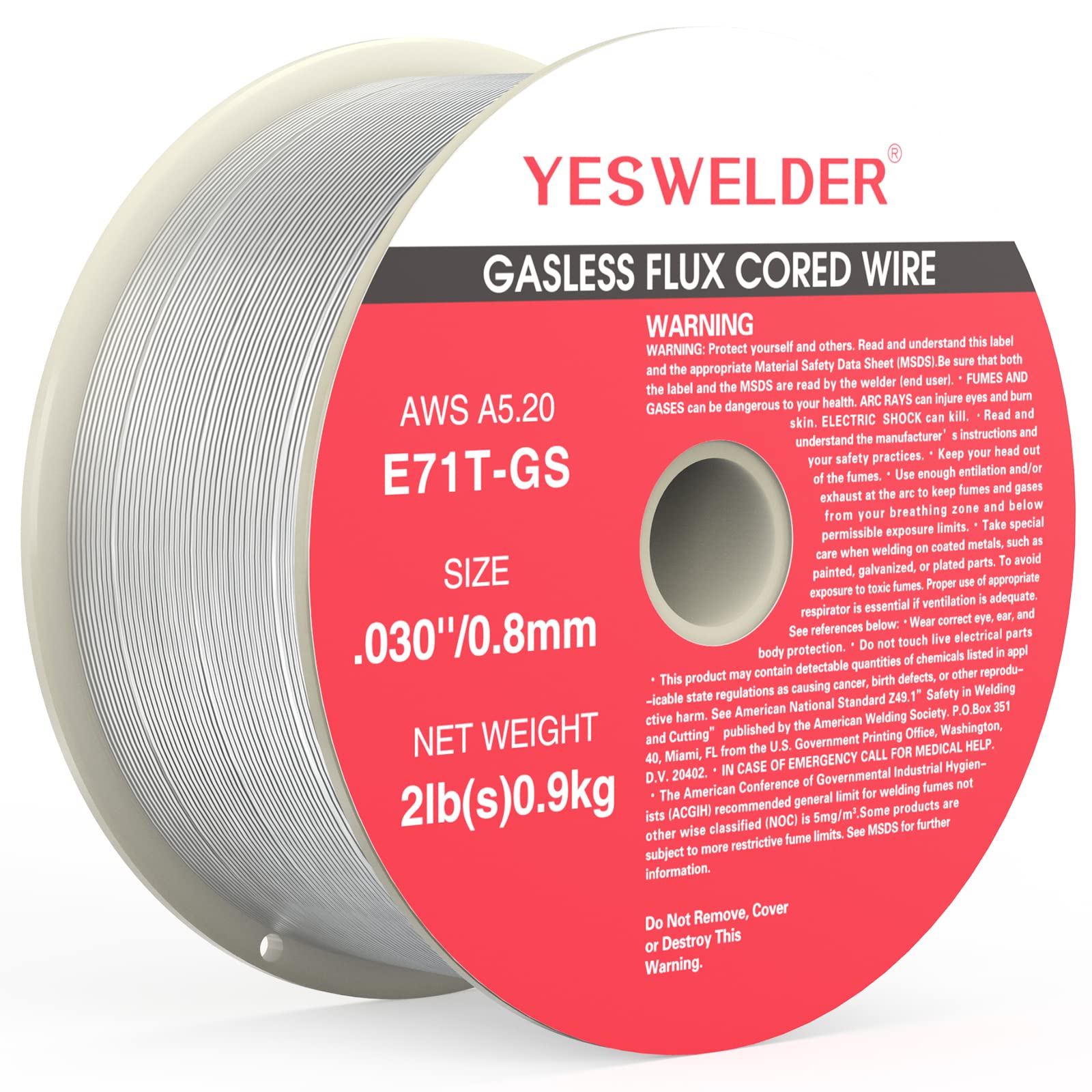 YESWELDER Gasless Flux Core MIG Wire, E71T-GS Mild Carbon Steel | 0.030 in, Stro
