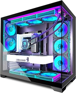 ANSAITE ATX PC Case Pre-Installed 9 × 120mm PWM ARGB Fan,Mid Tower Computer Case with Full-View Dual Tempered Glass, Gaming PC Case With Type-C,420mm Radiator Support,Black,K9