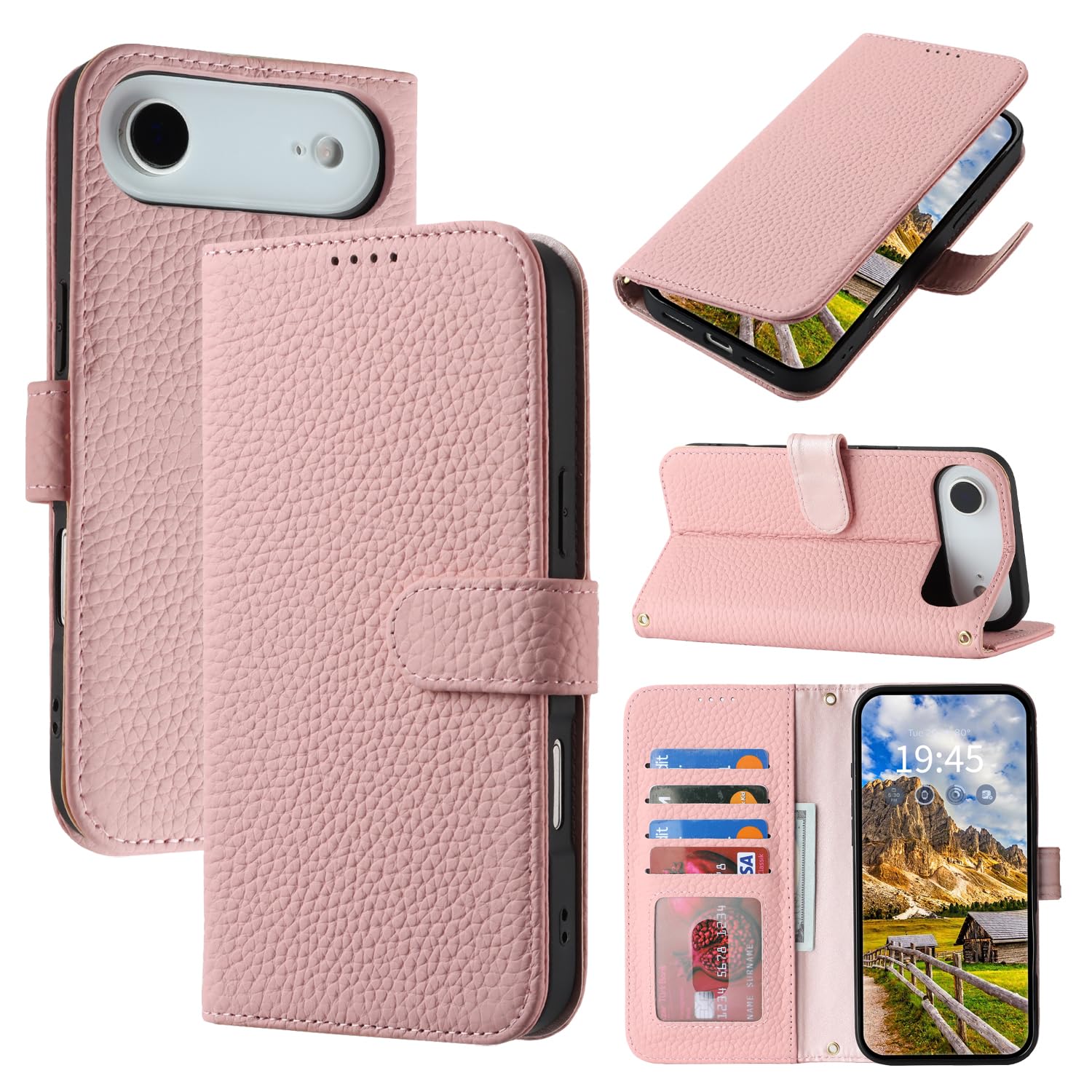 SailorTech Case for iPhone 17 Air Genuine Leather with Wallet Card Slot, Flip Fo