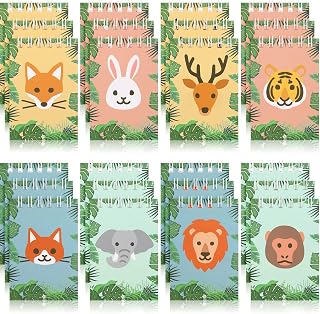 Nezyo 24 Pcs Animal Notebook Bulk Mini Notepad Jungle Zoo Wild Party Favor Mini Forest Animals Notepad Small Note Pad Funny Gift Back to School Gift for Students Boys Girls Birthday Classroom