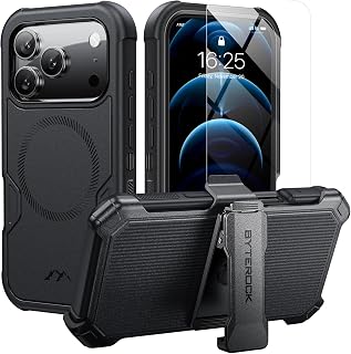 for iPhone 17 Pro Case 6.3" with Belt Clip Holster, Black