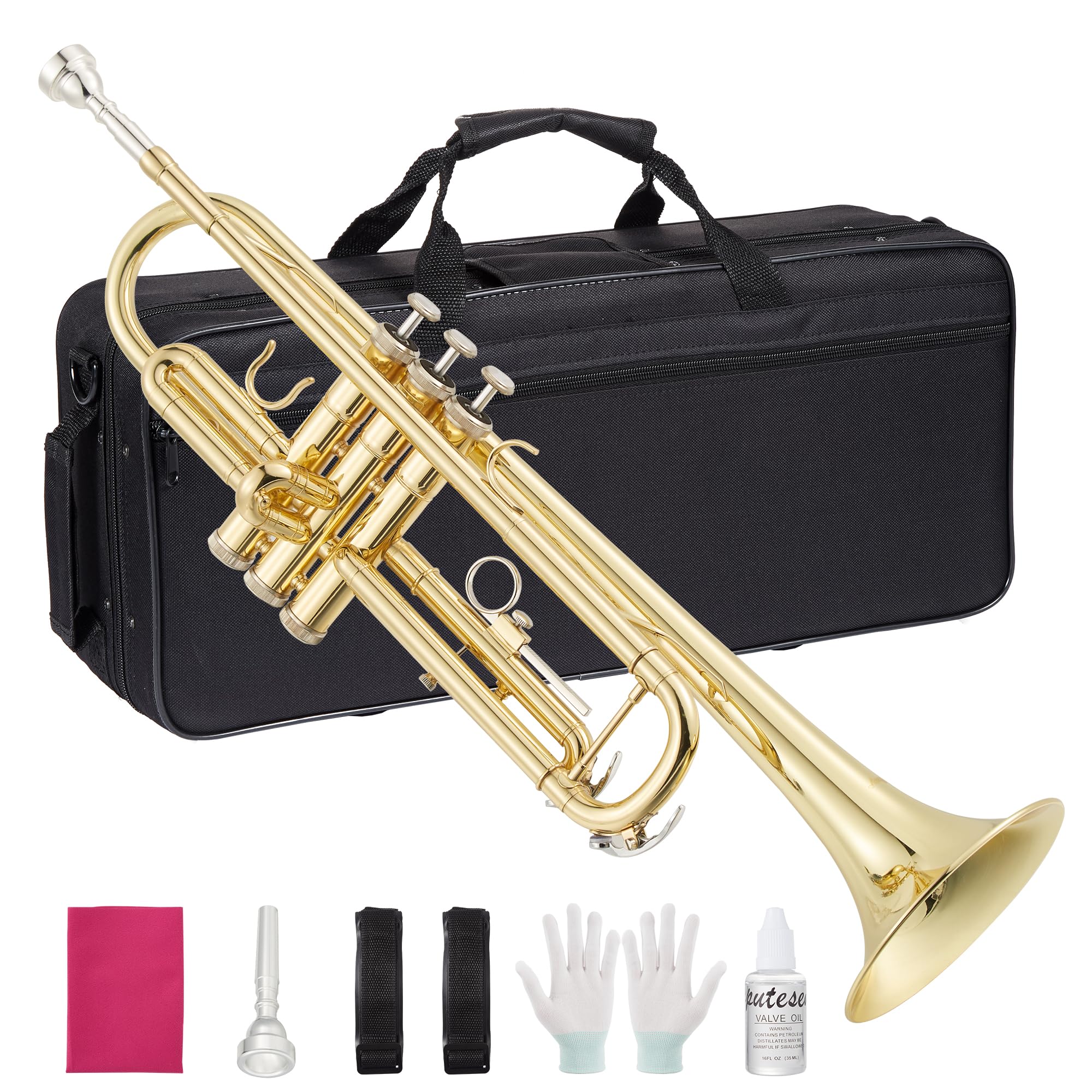 Senfot Brass Standard Trumpets with Bag, Mouthpiece, Strap, Gloves, Cleaning clo