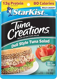 StarKist Tuna Creations Deli Style Tuna Salad, 3oz Pouch, 1-Pack | 13g Protein Per Serving, Wild Caught, Shelf Stable Seafood, Gluten Free, Soy Free, No Draining, Ready to Eat for Salads