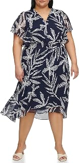 DKNY V-Neck Puff Sleeve Sheath Dress Women