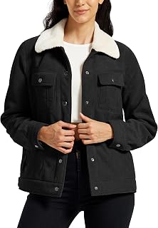 MoFiz Fleece Jackets Women Winter Corduroy Jacket with Buttons Warm Fashion Casual Coat and 4 Pockets