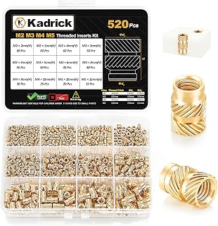 KADRICK M2-M5 Heat Set Insert Kit,520PCS Thread Inserts for 3D Printing | Metric Brass Knurled Nuts,Insert By Heat Into Plastic Parts,Size of M2 M3 M4 M5