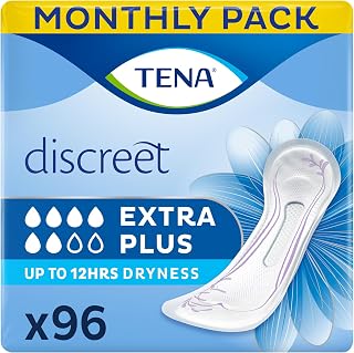TENA Discreet Extra Plus, Incontinence Pads for Women, 16 Count (Pack of 6)