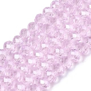 85pcs 6x5mm Electroplated Glass Beads Round Beads for Jewelry Making, Pink Faceted Beads for DIY Crafts Wind Chimes Suncatcher Home Decor