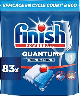 Finish Quantum Infinity Shine Dishwasher Tablets, Removes Tough Stains, 83 | Fast dissolving, deep cleaning and a radiant shine
