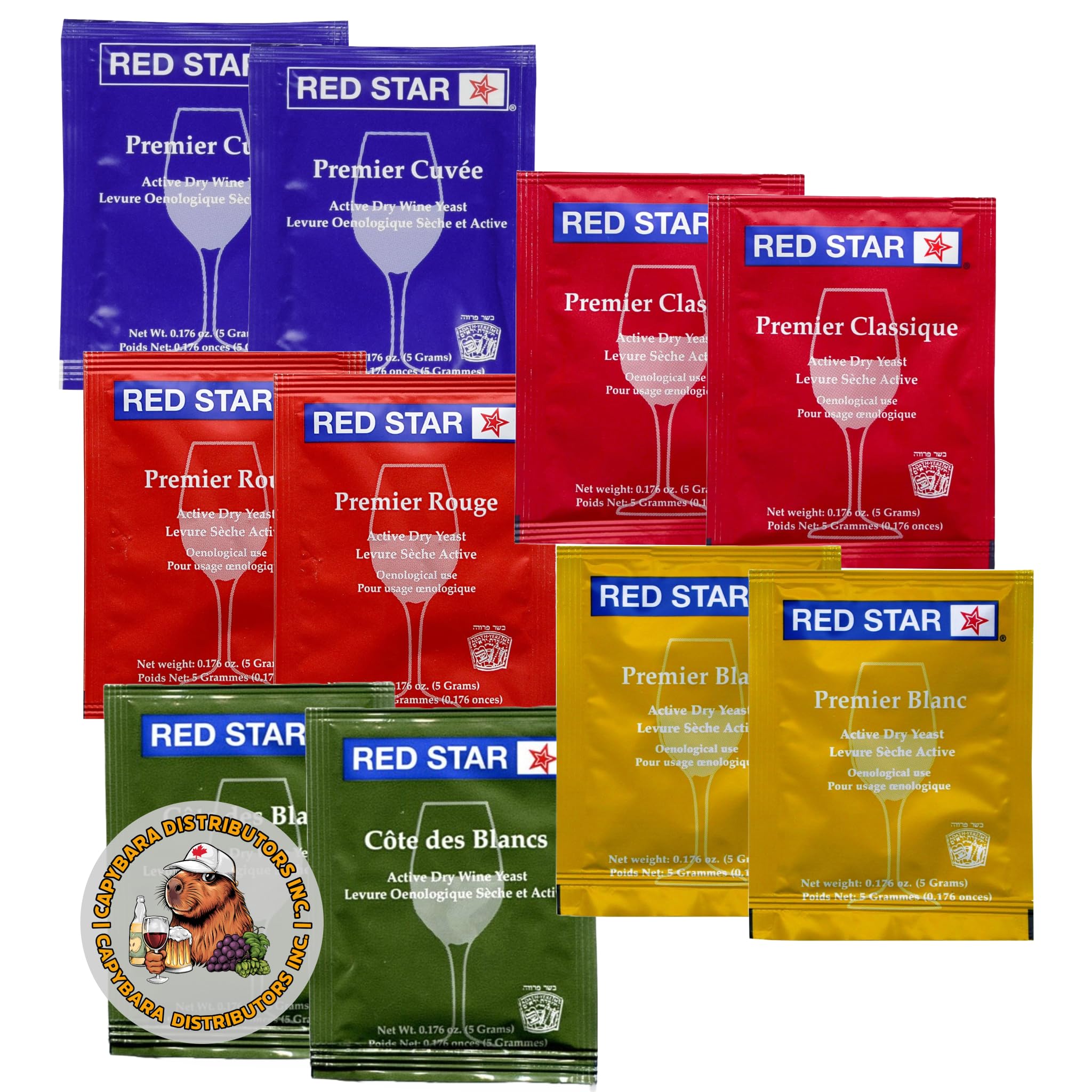 Red Star Sampler Wine Yeast (10PK) Sold by CAPYBARA Distributors Inc. | Great fo
