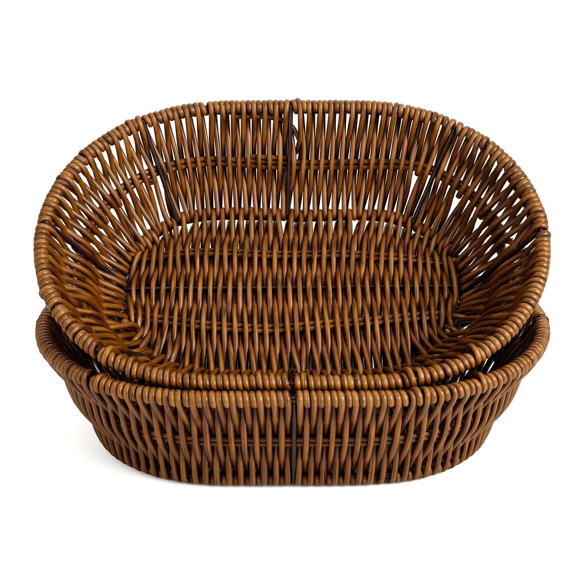 bzmncv Handwoven Bread Baskets for Serving, Set of 2, 11-Inch Poly Wicker Food B