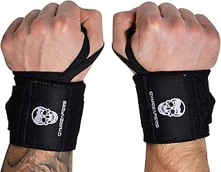 Gymreapers Weightlifting Wrist Wraps (Competition Quality) 18" Professional Quality Wrist Brace with Heavy Duty Thumb Loop - Best Support for Powerlifting