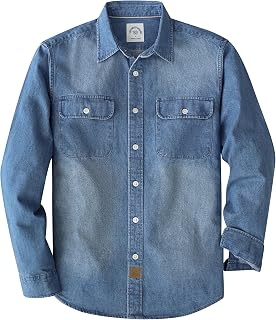 Dubinik® 8.8 oz Jeanshemden Herren Langarm Freizeithemden für Männer Knöpfe