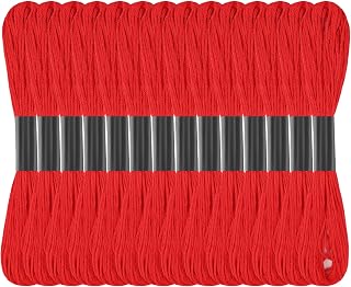 Red Embroidery Floss: 14 Skeins Embroidery Thread Cross Stitch Thread | 120 Yards Red Friendship Bracelet String for Bracelet Making Cotton Yarn for Diy Craft