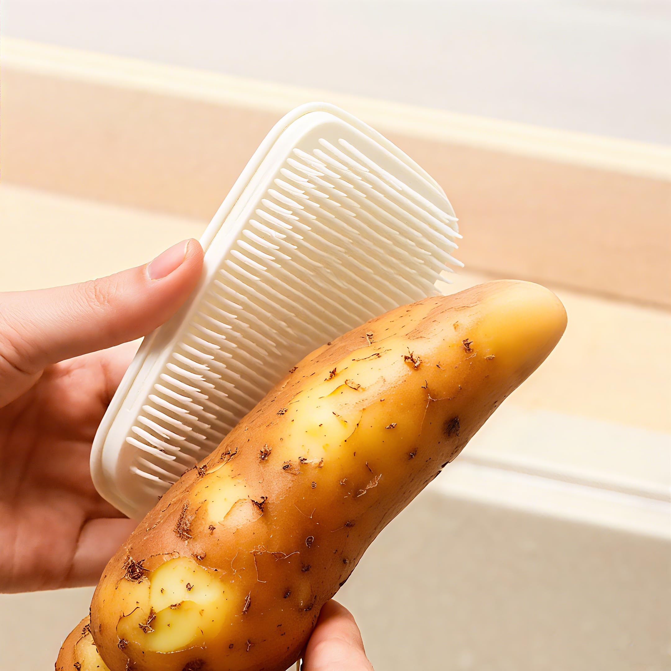 Vegetable Brush with Soft Bristles, Gentle and Effective for Potatoes, Carrots, 