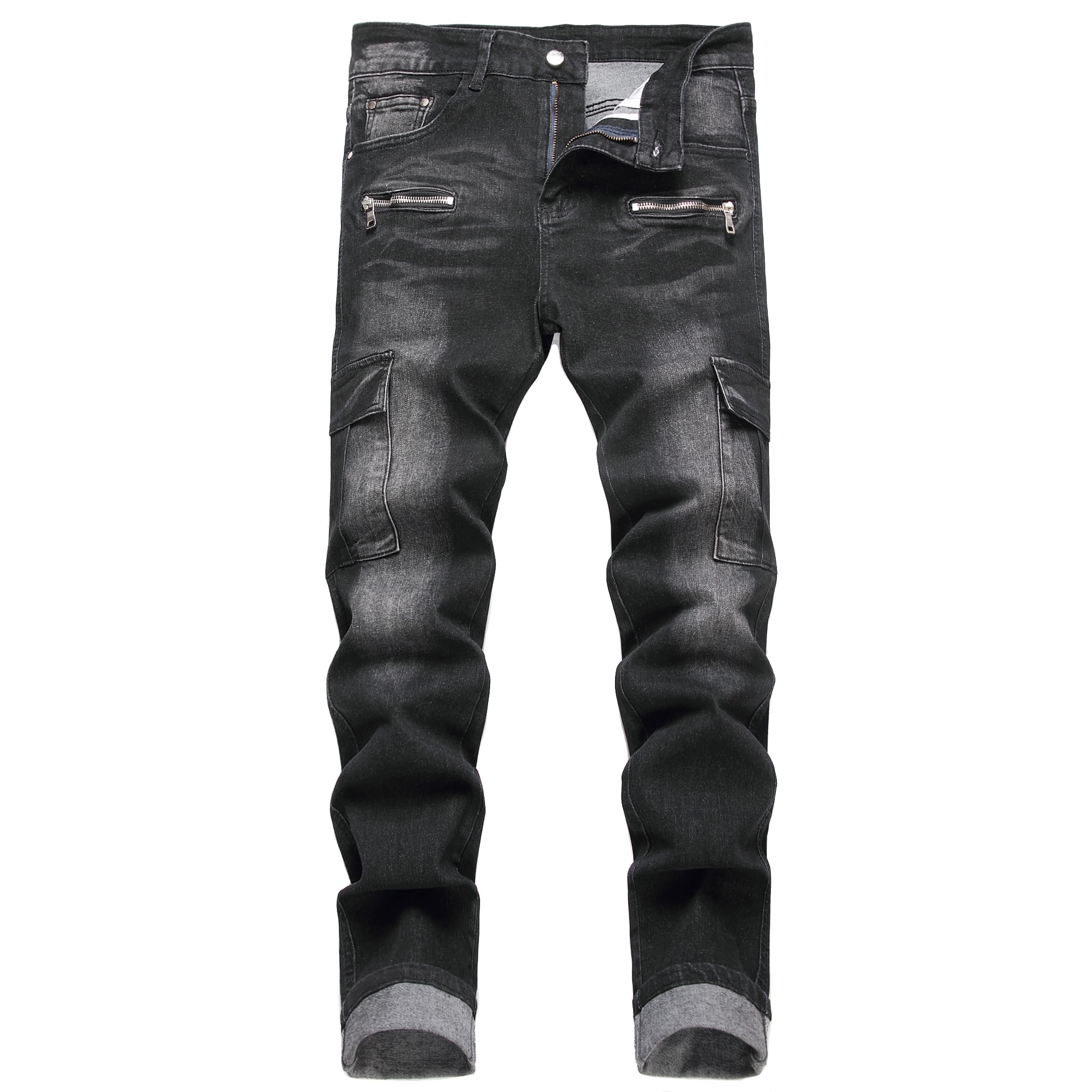 JUNBAOSS Men's Slim Fit Jeans Stretch Ripped Skinny Jeans for Men, Fashion Strai