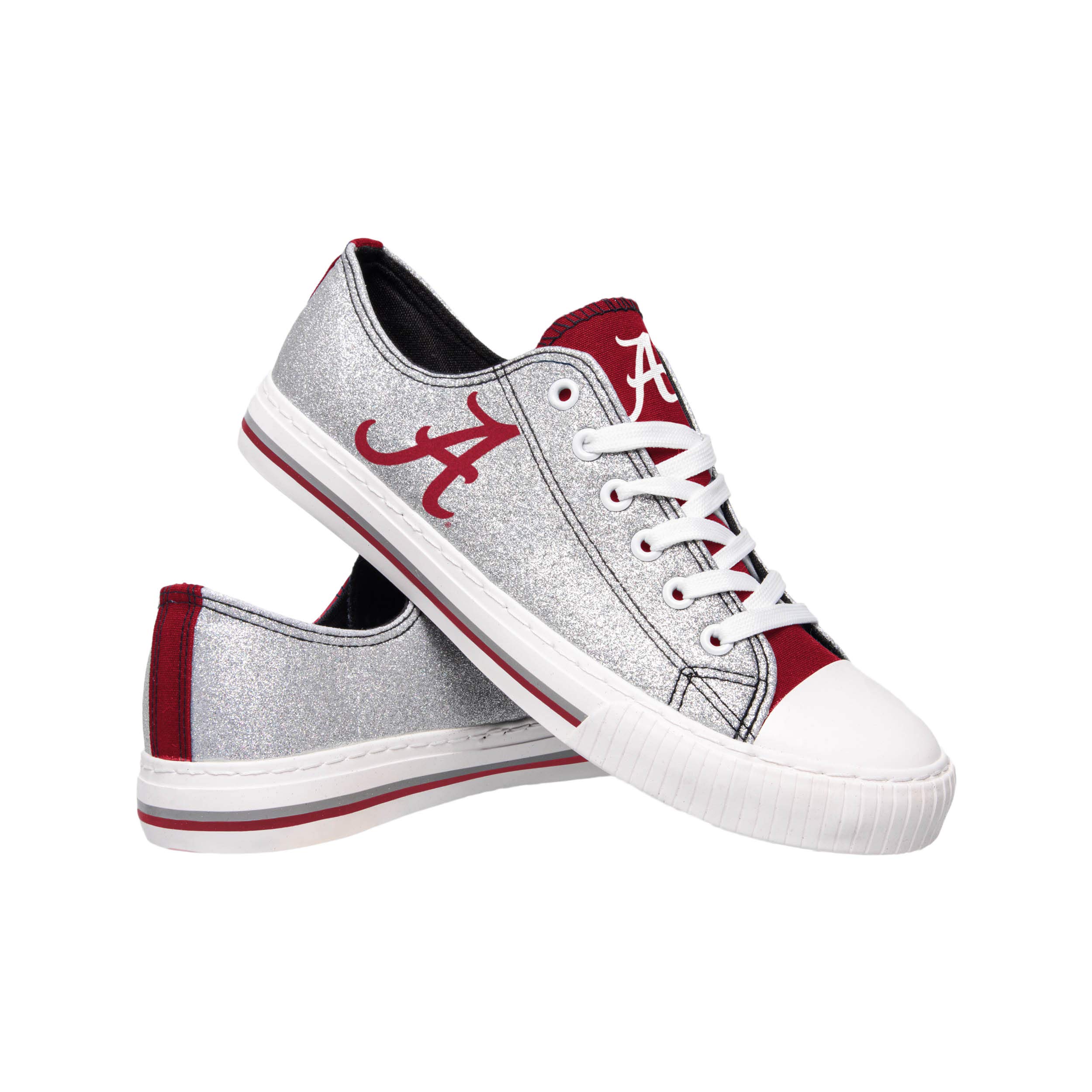 FOCO Womens NCAA College Team Logo Glitter Fashion Low Top Canvas Sneakers Shoes