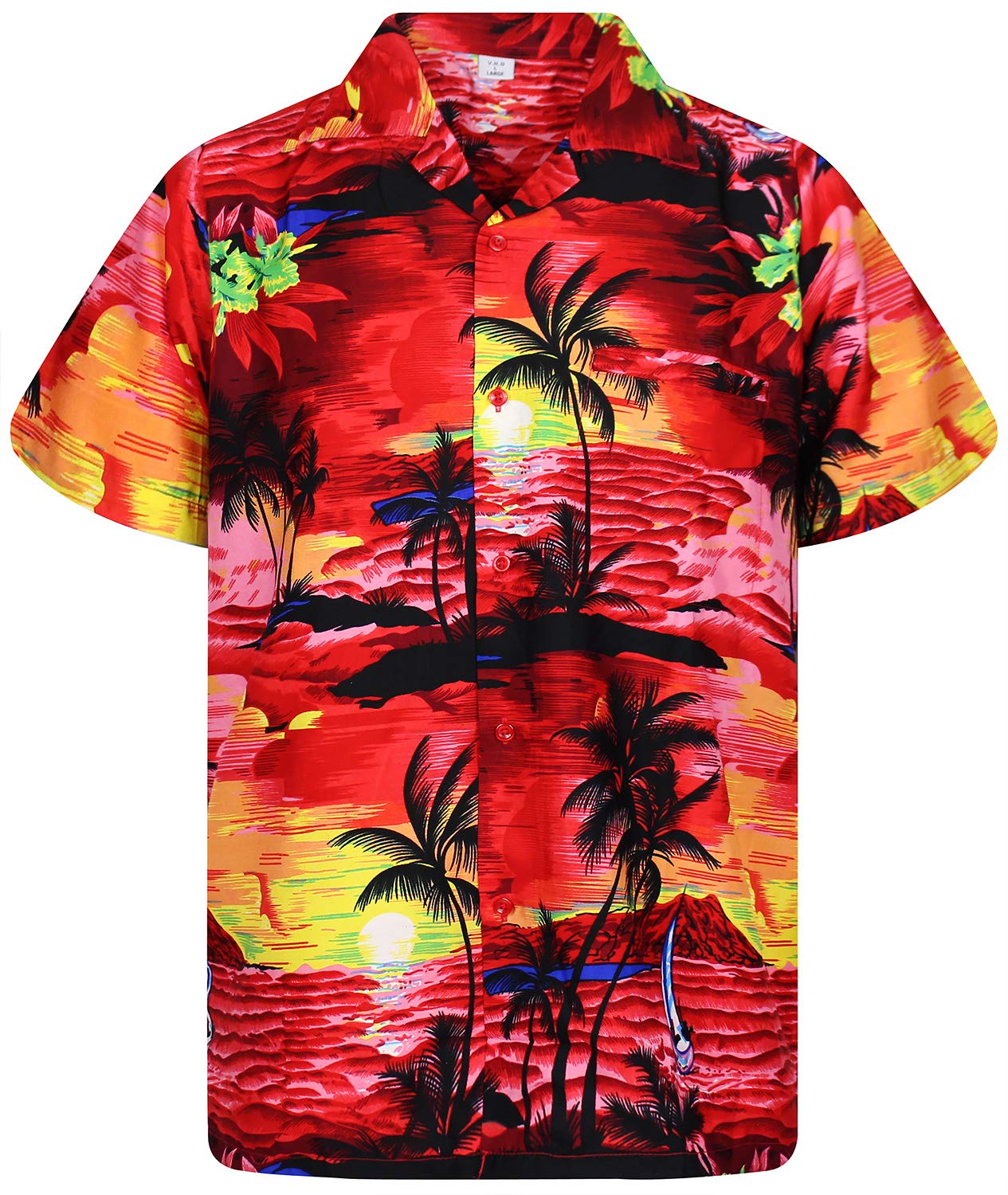 V.H.O. Funky Hawaiian-Shirt Men Regular-Fit Short-Sleeve Aloha Summer Shirt Surf