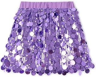Miipat Glitter Sequin Skirt for Girls Glitter Mini Skirt with Elastic Waist Pencil Skirt for Party