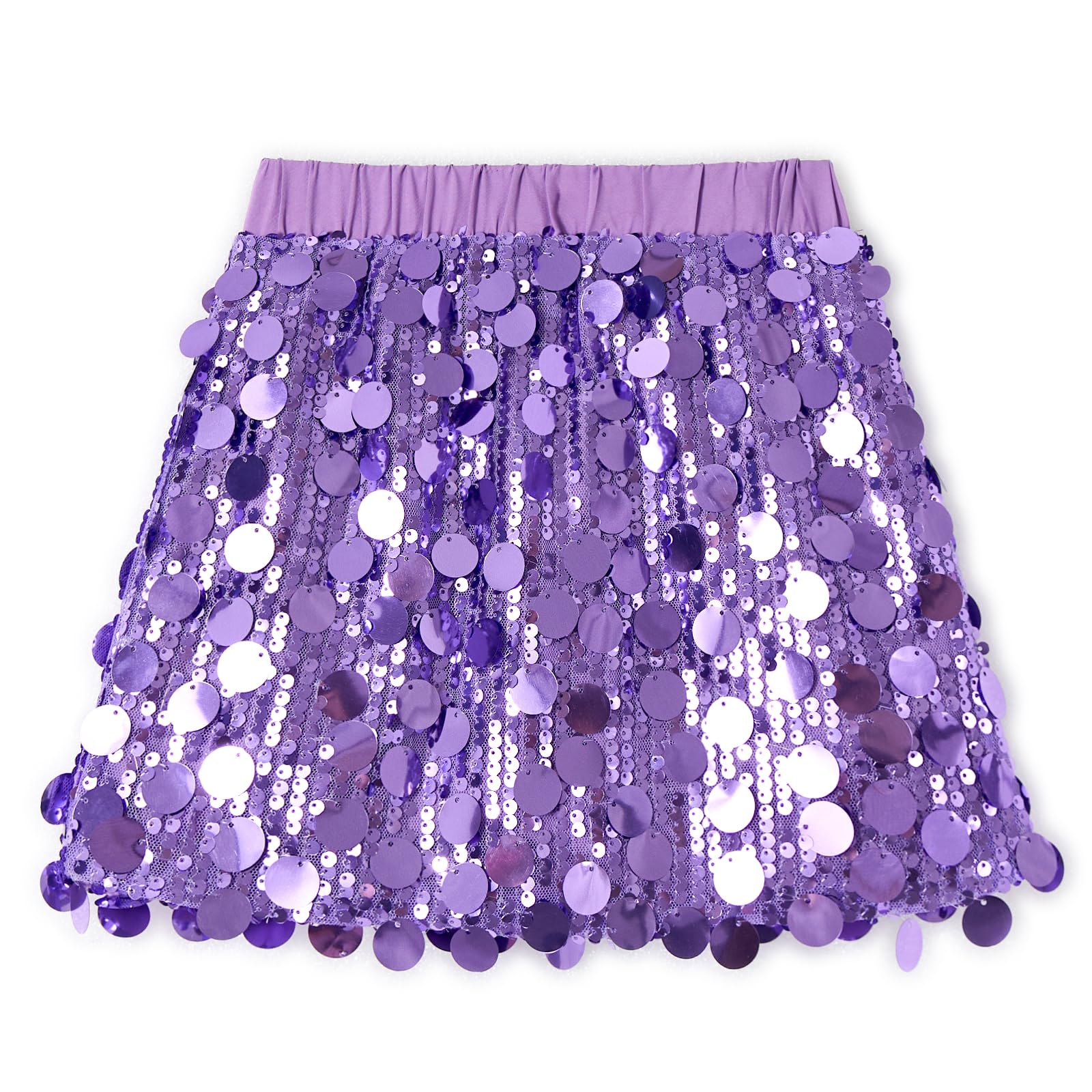Miipat Glitter Sequin Skirt for Girls Glitter Mini Skirt with Elastic Waist Penc