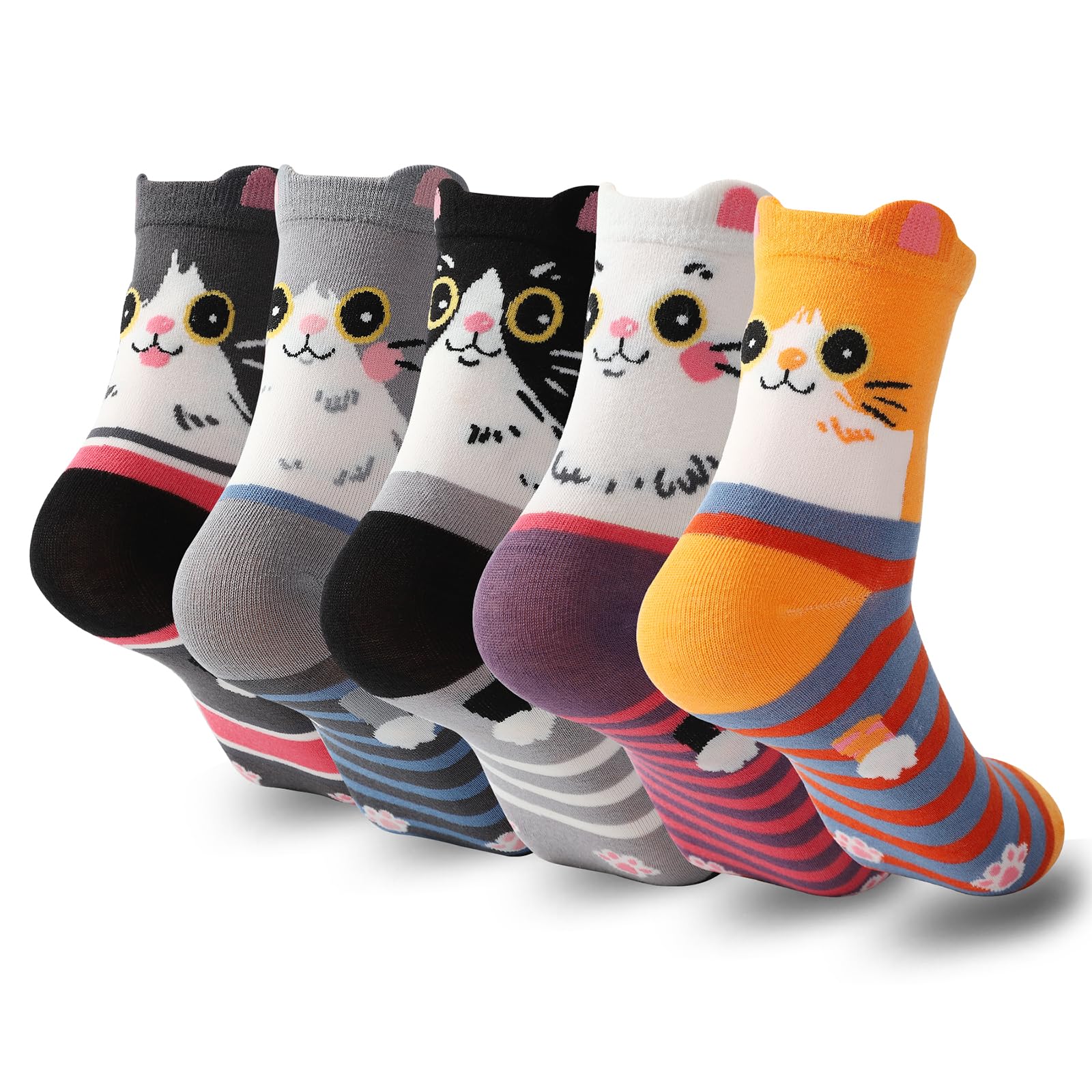 Kyralyn Womens Socks Ladies Crew Cute Cat Dog Animal Patterned Novelty Festive S