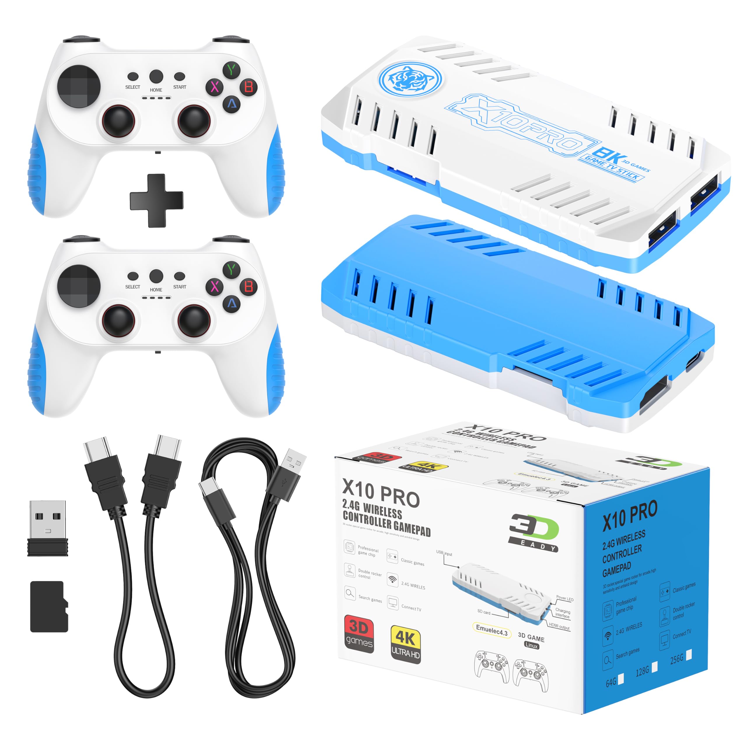 X10 PRO Retro Game Stick with 50000+ Games, 4K HDMI HD Plug and Play Game Stick 