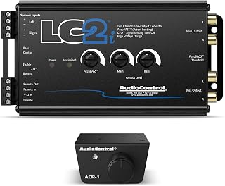 AudioControl LC2i 2-Channel Line Out Converter with Dash Remote & AccuBASS | Includes ACR-1 dash level control knob, add subwoofers or amplifiers & retain OEM head unit, car audio sound system upgrade