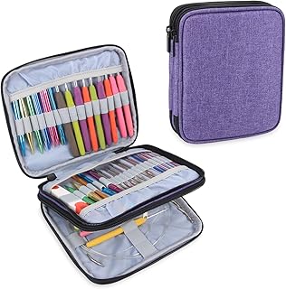 Teamoy Crochet Hook Organizer Case, Empty Crochet Hook Holder, Purple | Interchangeable Knitting Needle Case for Crochet Hooks and Knitting Accessories, Keep All in Place and Easy to Carry