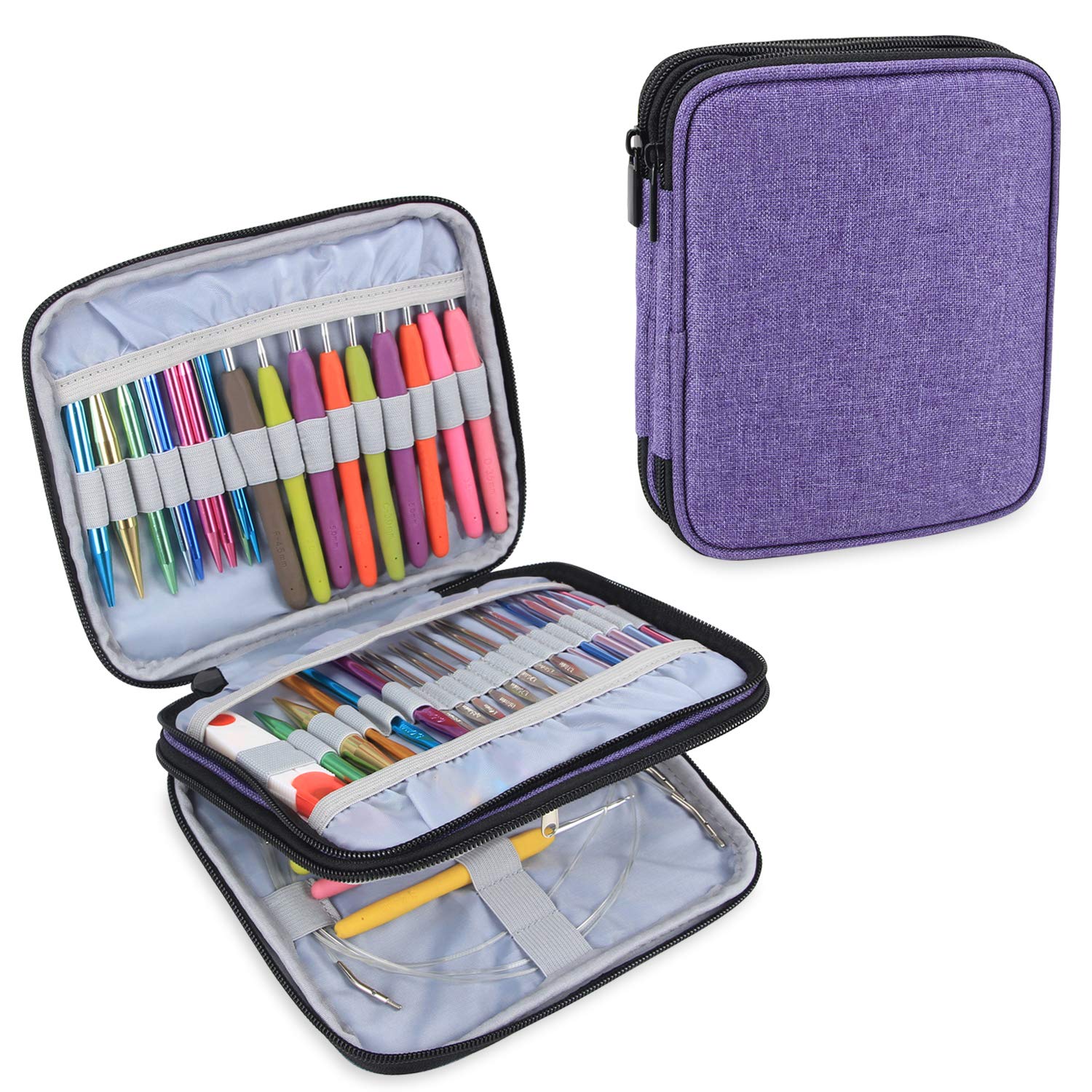 Teamoy Crochet Hook Organizer Case, Empty Crochet Hook Holder, Purple | Intercha