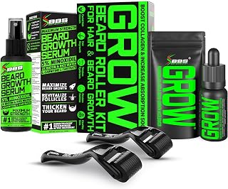 GROW XXL Beard Growth Bundle – Beard Growth Oil + 5% Minoxidil for Beard with 2X Biotin & Rice Water – Helps Thicken Facial Hair, Fill Patchy Areas & Promote Fuller Growth