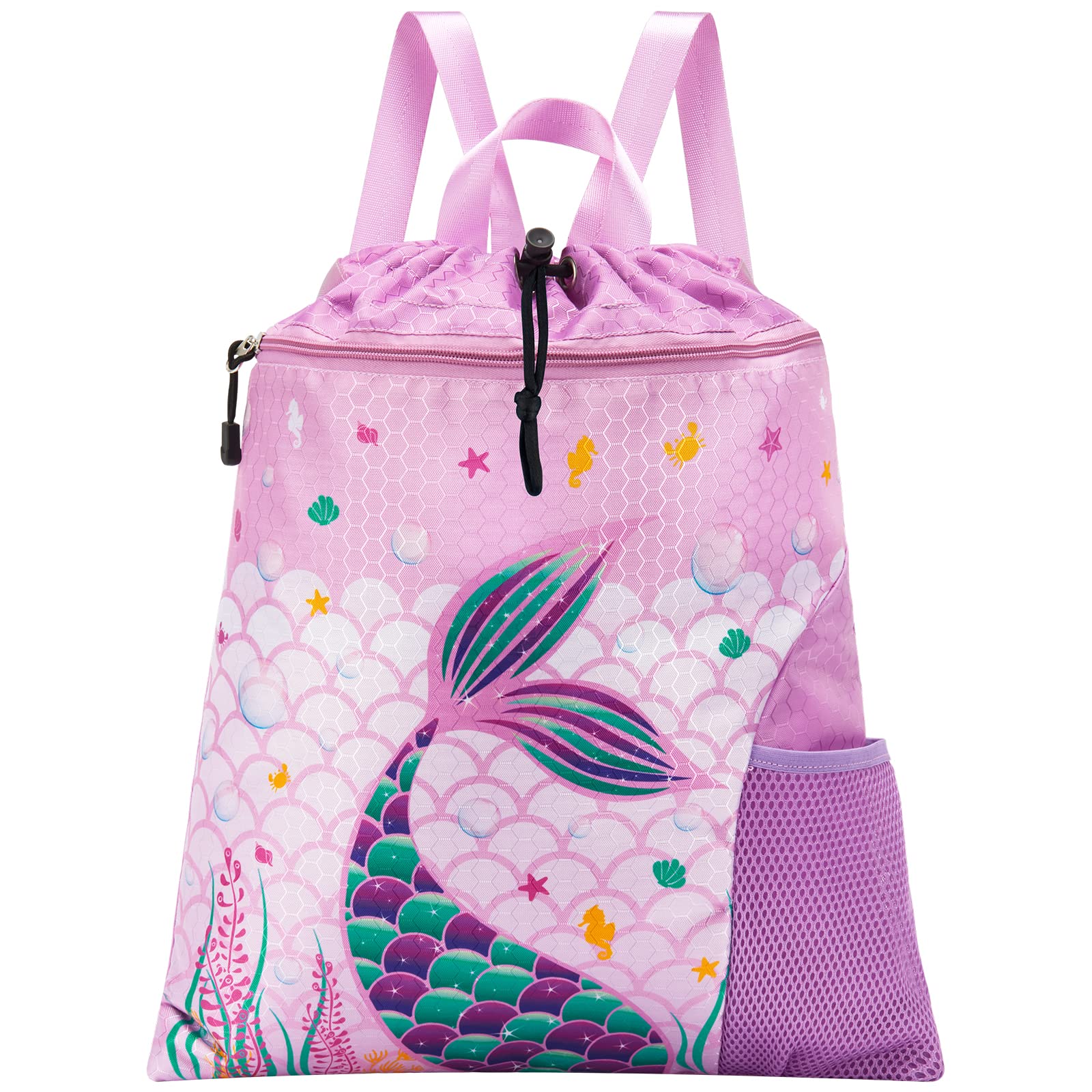 WAWSAM Kids Drawstring Gym Bag with Zippered Pocket and Water Bottle Pocket | Me