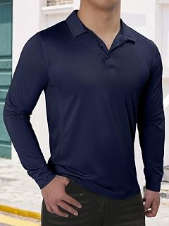 mens golf polo long sleeve quick dry solid active tactical fishing work