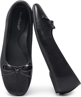 MaxMuxun Women's Flats Square Toe Bow Comfortable Shoes,Ballet Flats