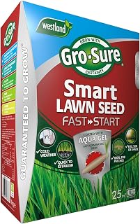 Gro-Sure 20500254 Aqua Gel Coated Fast Start Smart Grass Lawn Seed, 25 m2, 1 kg - Blue