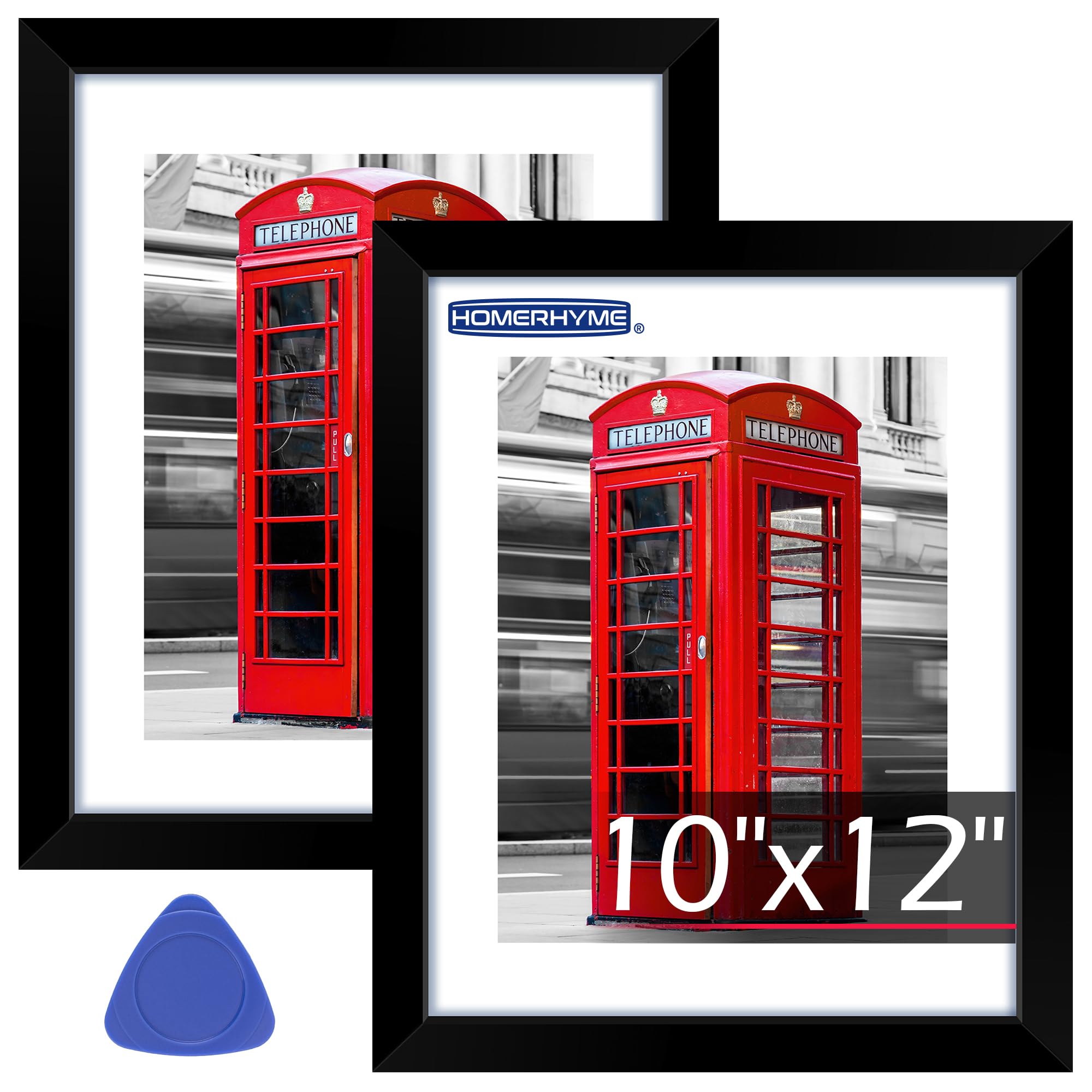 HOMERHYME 10x12 Picture Frame, 2 Pack Black Photo Frame with HD Plexiglass, Fits