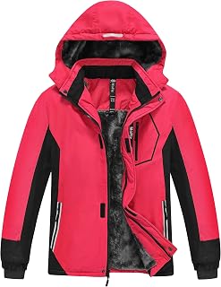 MoFiz Boy's Ski Jacket Winter Warm Waterproof Snow Coat Mountain Fleece Windproof Kids Jacket with Removable Hood 6-18 Years