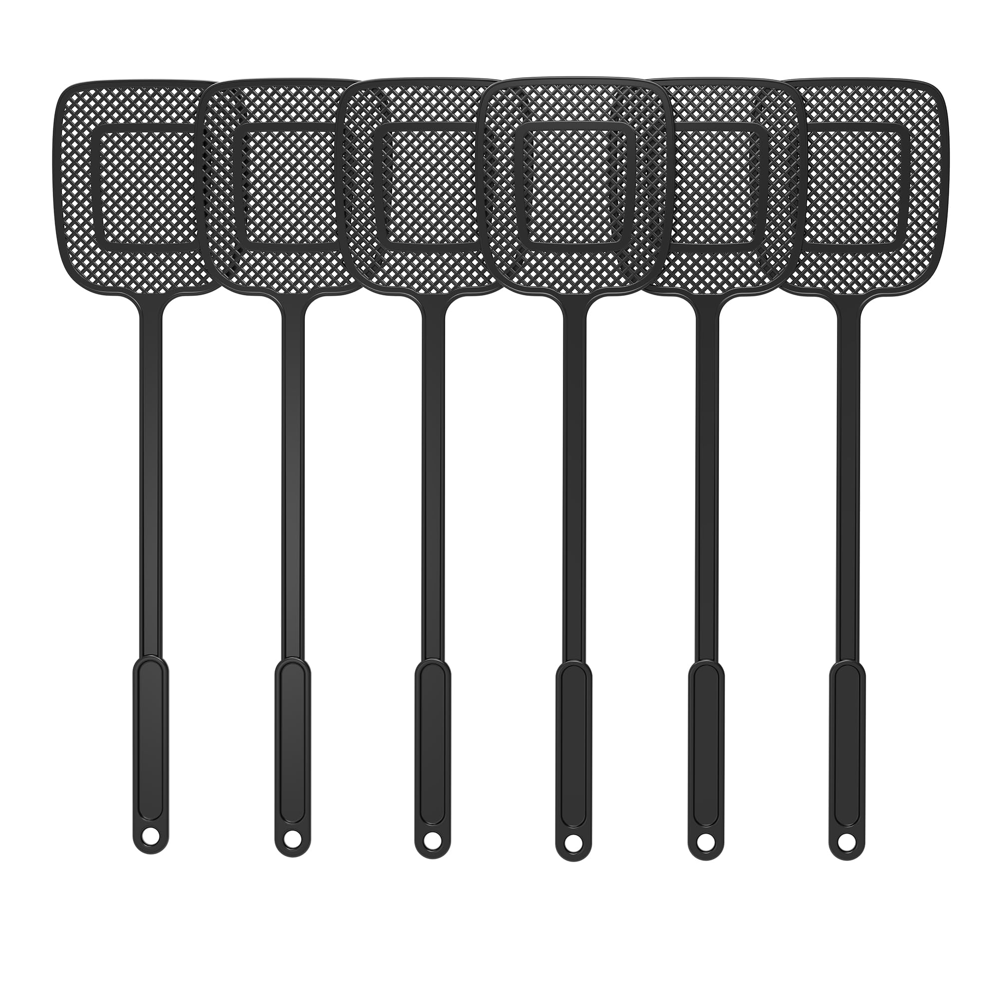 MR.SIGA Heavy Duty Long Handle Fly Swatter, Black, 6 Pack | Fly swatter for indo