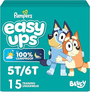 Easy Ups Girls &amp; Boys Potty Training Pants, Size 7 (5T-6T), 15 Count, Bluey Absorbent Pull Up Training Underwear, Up to 100% Leakproof Day and Night, Hypoallergenic