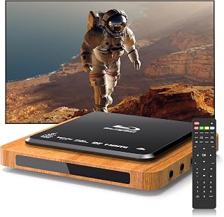 Blu-ray Player 1080P Full HD HDMI AV Output Dolby Audio USB Playback | Region A Blu-ray & Region 1 DVD Support, Dolby Digital Audio, Compatible with Smart & Older TVs, Includes Remote and Cables