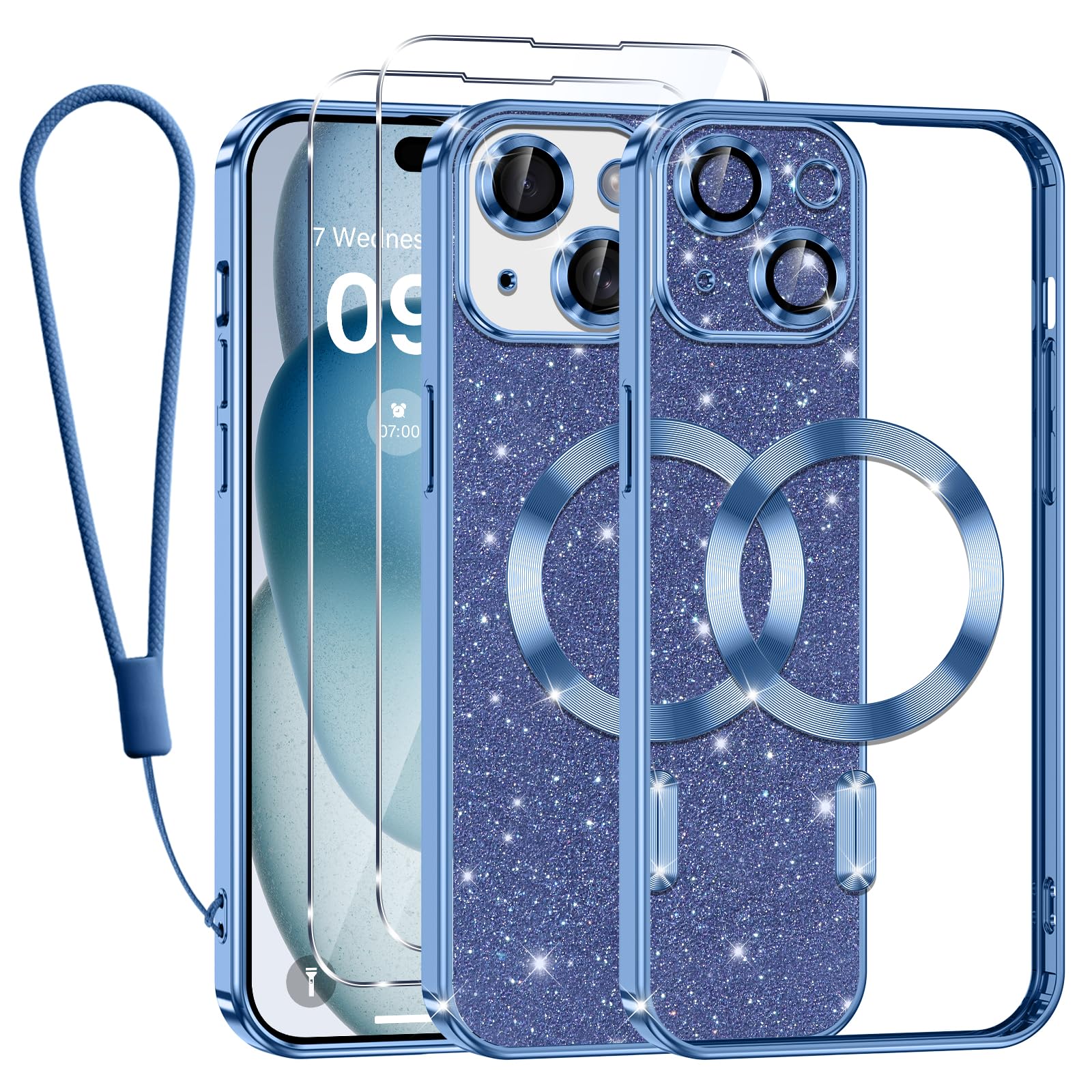 Kokio Mobile Phone Chain for iPhone 15 Plus, Case with Strap, Compatible with Ma