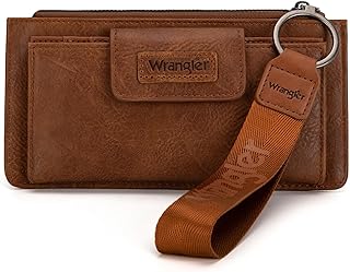 Montana West X Wrangler Wristlet Wallet for Women with ID Window and Coin Purse, Braun