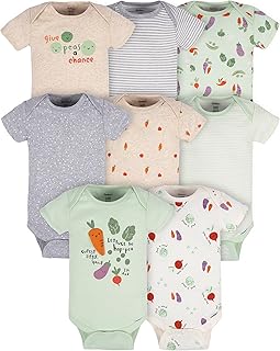 Gerber Baby Boys and Girls' 8-pack Short Sleeve Onesies Bodysuits
