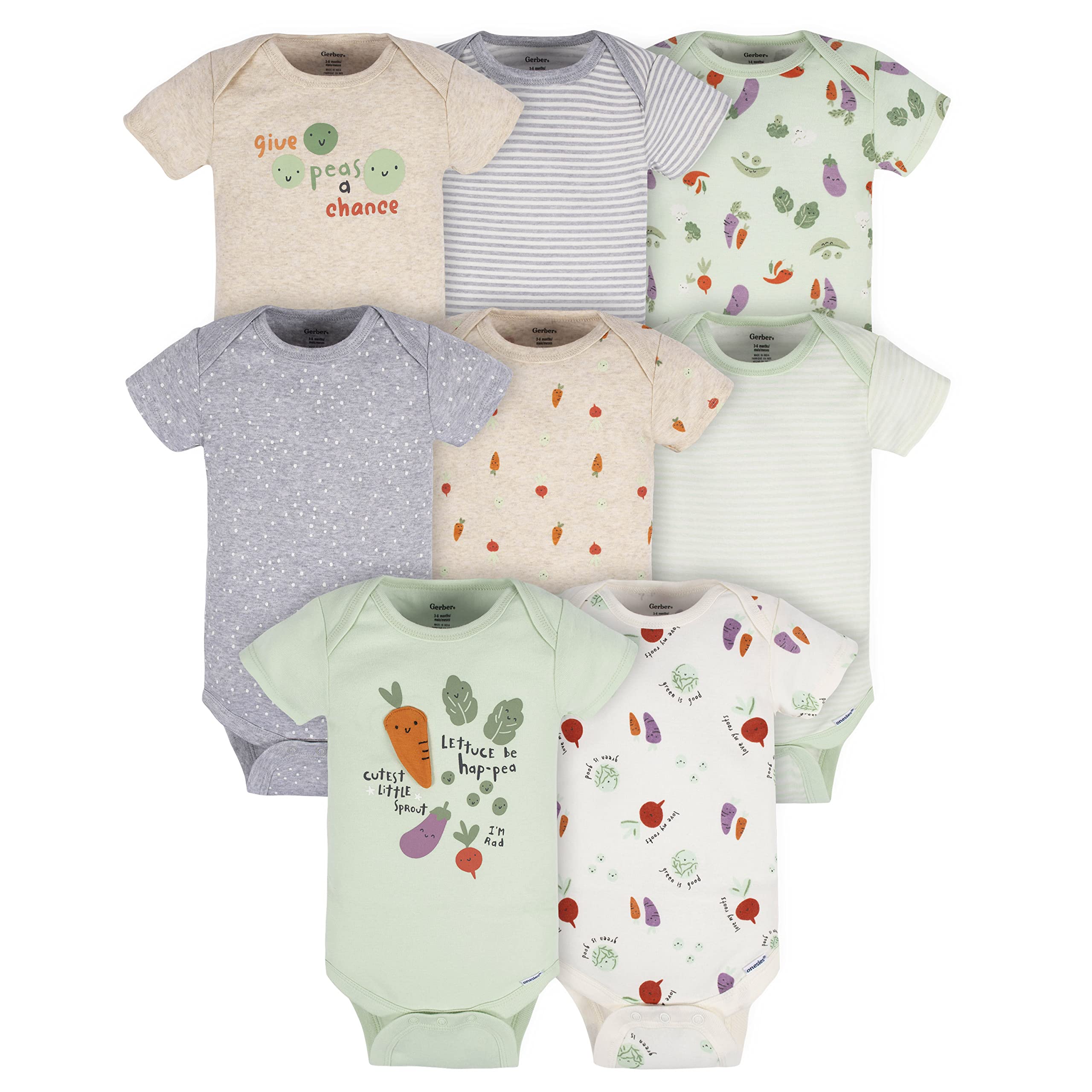Gerber Baby Boys and Girls' 8-pack Short Sleeve Onesies Bodysuits