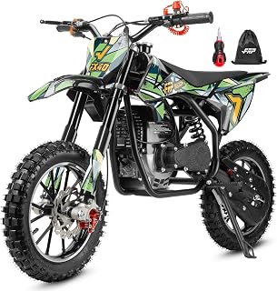 FX40 Gas Dirt Bike for Teens 40cc 4-Stroke Dual Disc Brake Off Road | EPA-Approved Engine, Up To 20 Mph, Ages 13+, Up To 132 Lbs, Front &amp; Rear Suspension, Key Ignition,Green