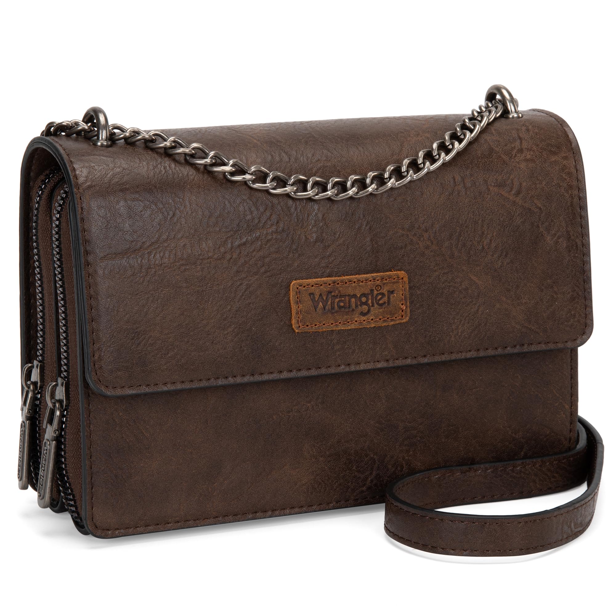 Wrangler Flap Crossbody Purse for Women Shoulder Bag Vintage Wallets with Chain 