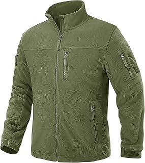 TACVASEN Men's Winter Jacket Tactical Jackets Full-Zip Fleece Jacket with Zip Pockets