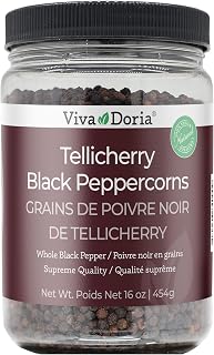 Viva Doria Tellicherry Peppercorn, Whole Black Pepper, 16 Oz (453g)